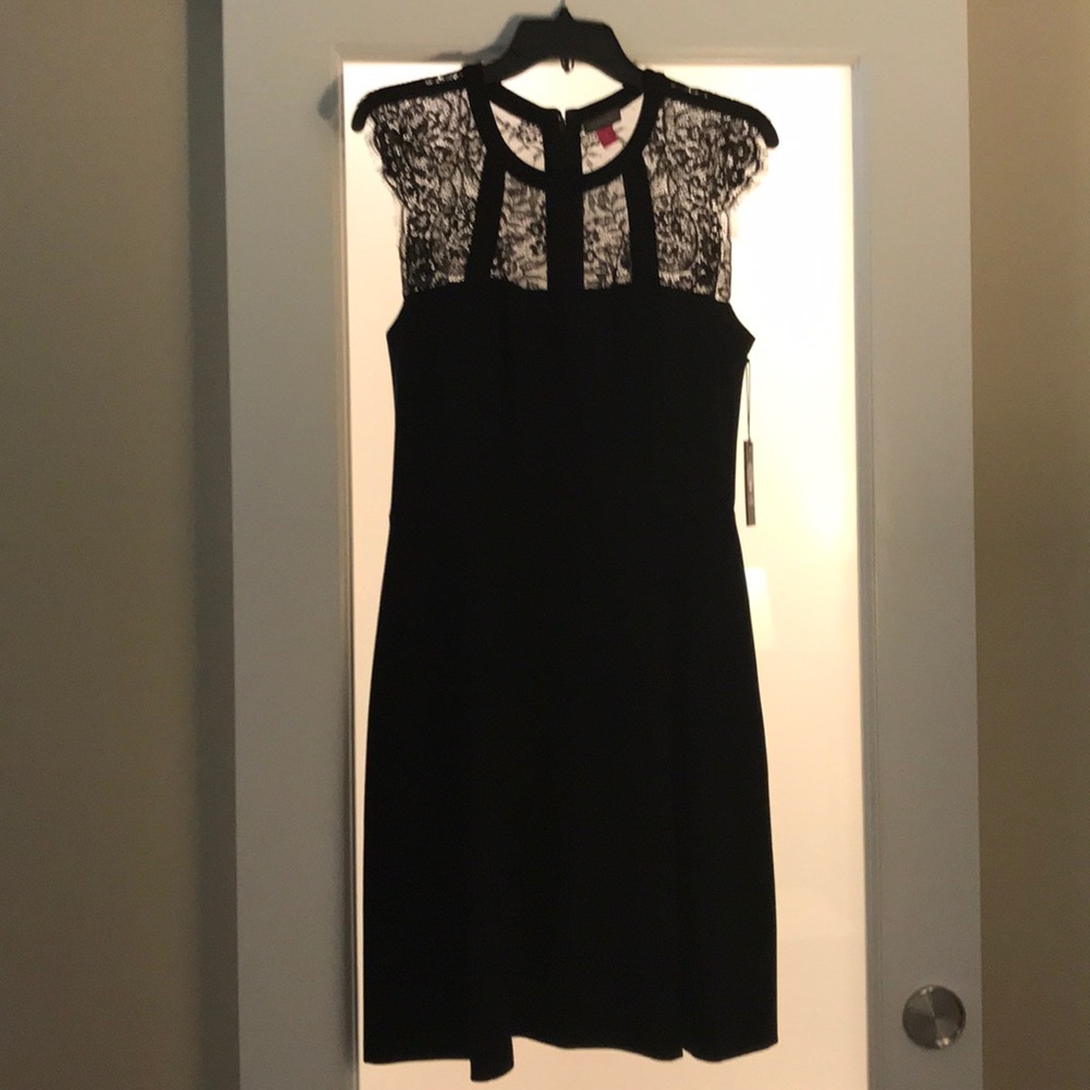Vince Camuto black lace top cocktail dress